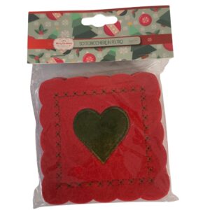 Sottobicchieri natalizi in feltro con disegno - cuore