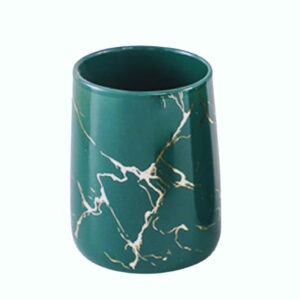 Portaspazzolini bagno in ceramica marmorizzata verde