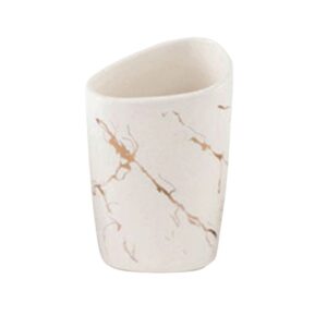 Portaspazzolini bagno in ceramica marmorizzata bianca