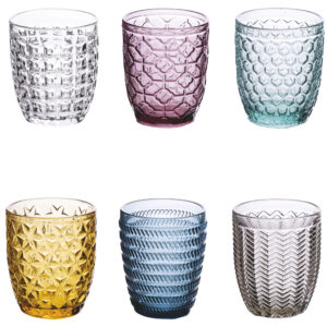 Bicchieri in vetro colorati le geometrie
