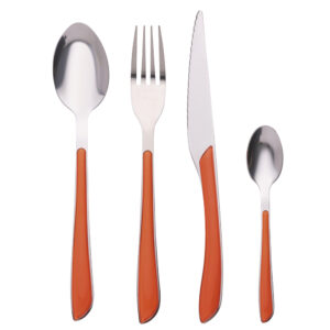 Set posate 24 pezzi in vari colori - arancione
