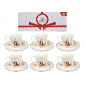 Tazzine caffè natalizie in porcellana con babbo natale