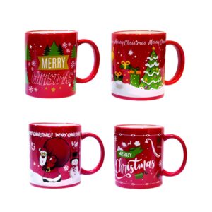 Tazze natalizie rosse varie decorazioni
