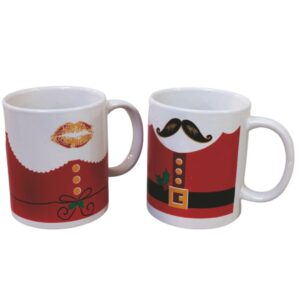 Tazze natalizie con baffo e bacio
