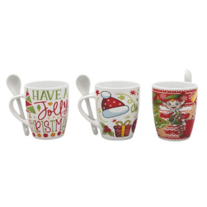 Tazza ceramica natalizia con cucchiaino