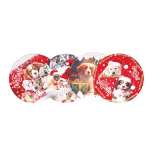 Piatto natalizio con cani da 33cm
