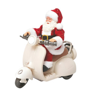 Babbo natale in vespa con luci e movimento