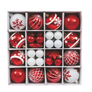 Palline di natale bianche e rosse 42pz