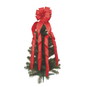 Puntale albero di natale con fiocco nastro rosso e pailettes