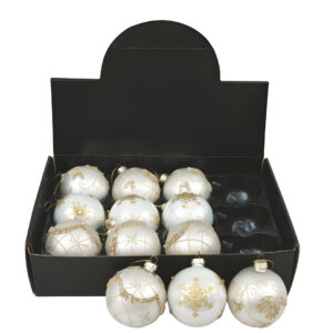 Pallina di natale bianca in 3 decori differenti
