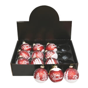 Palline di natale in vetro rosse con decori