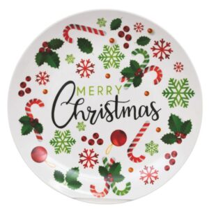 Piatto natalizio in ceramica merry christmas