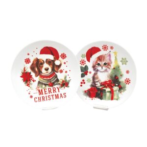 Piatti di natale in Ceramica con Cane e Gatto