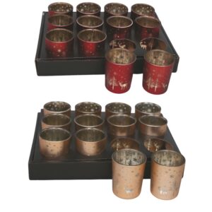 Bicchiere in vetro per candele rosso o oro satinato