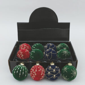 Palline di natale in vetro rivestite in velluto