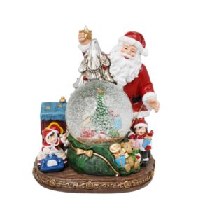 Palla di neve natalizia luci e suoni con babbo natale