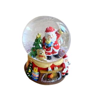 Palla di neve natalizia luci e suoni con camino e babbo natale