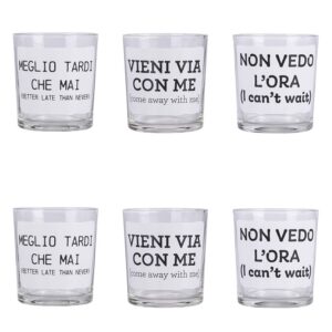Bicchieri acqua in vetro con scritte